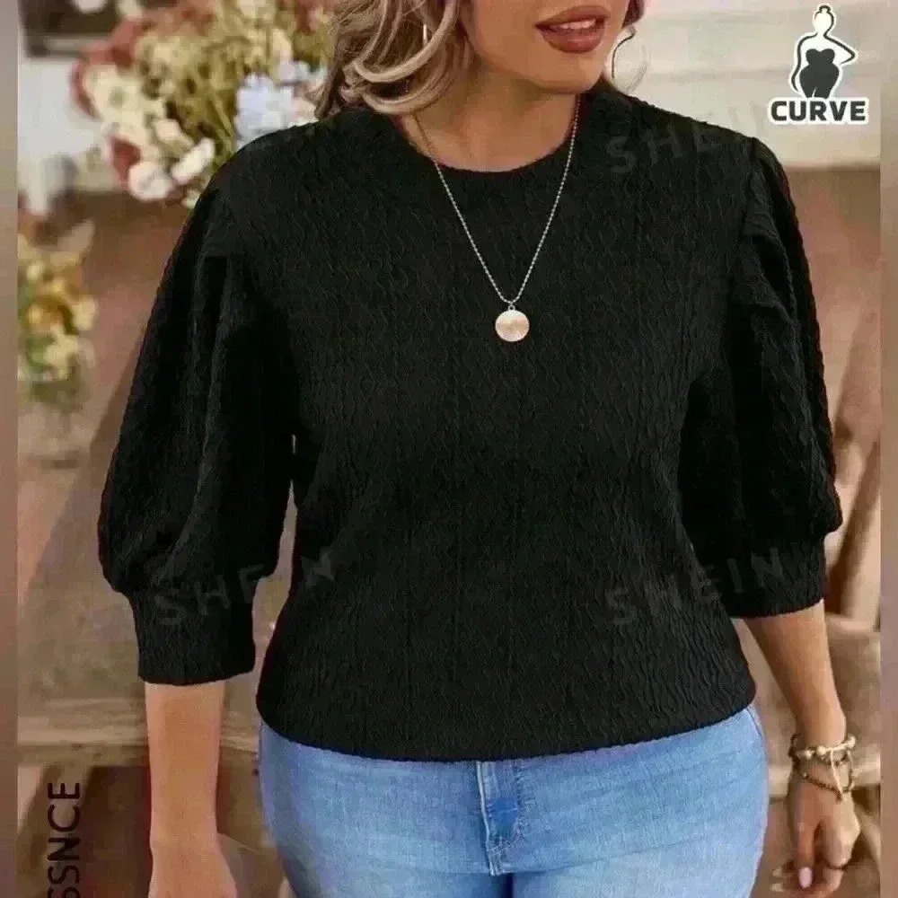 Shein Essence Plus Size Women's Elegant and Breathable Puff-sleeved top (575) - Picture 1 of 16